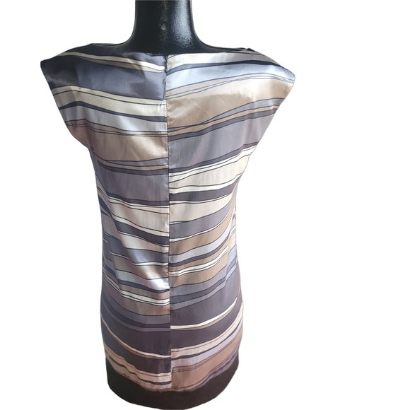 Axara Striped Sleeveless Satin Dress in Neutral Tones 10 - Picture 6 of 8